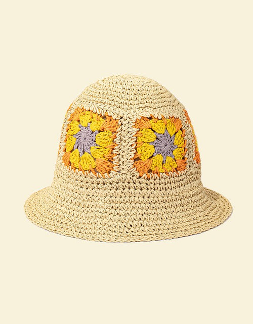 Load image into Gallery viewer, Packable crochet granny square bucket hat - Matches Boutique
