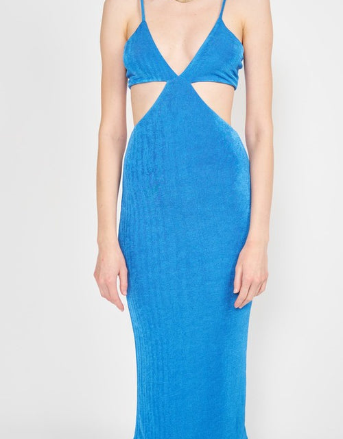 Load image into Gallery viewer, SPAGHETTI STRAP TIE BACK MIDI DRESS WITH CUTOUT - Matches Boutique
