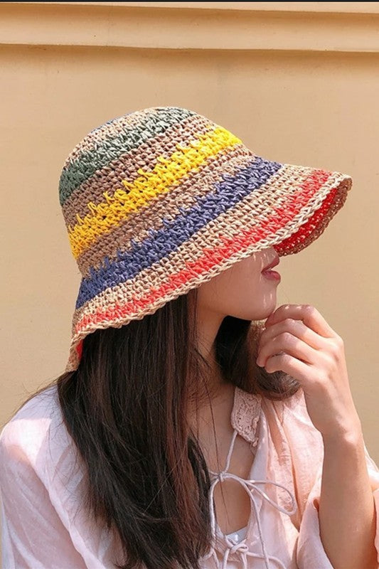 Packable crochet straw bucket hat - Matches Boutique