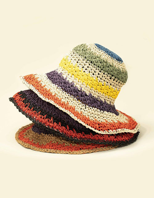 Load image into Gallery viewer, Packable crochet straw bucket hat - Matches Boutique
