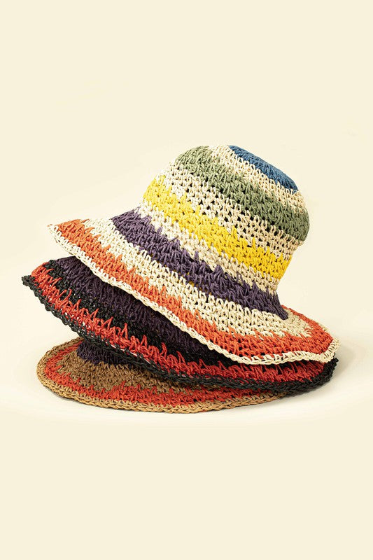 Packable crochet straw bucket hat - Matches Boutique