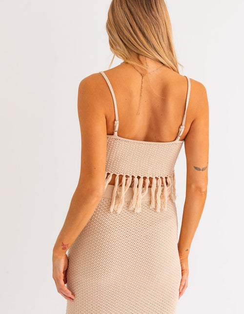 Load image into Gallery viewer, Tassel Detail Spaghetti Sweater Crop Top - Matches Boutique
