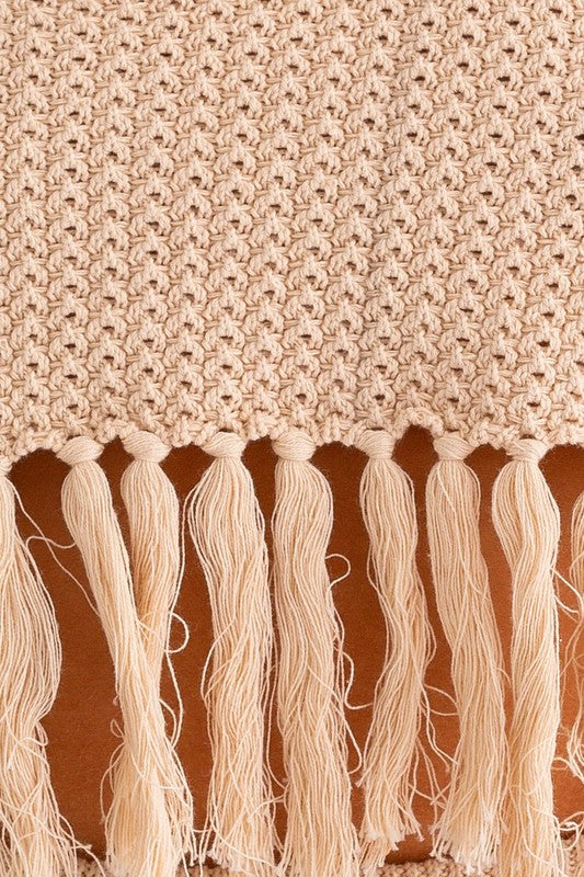 Tassel Detail Spaghetti Sweater Crop Top - Matches Boutique
