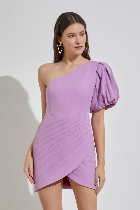 One Shoulder Ruffle Dress - Matches Boutique