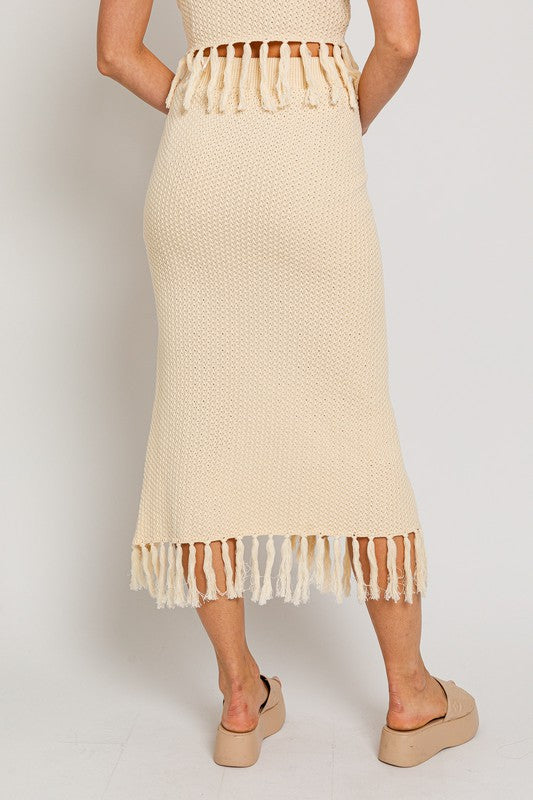 Tassel Detail Sweater Midi Skirt - Matches Boutique