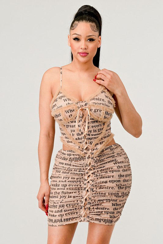 ATHINA NEWSLETTER PRINT SEXY MINI DRESS - Matches Boutique
