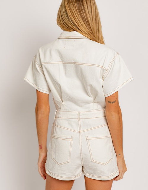 Load image into Gallery viewer, Short Sleeve Denim Romper - Matches Boutique
