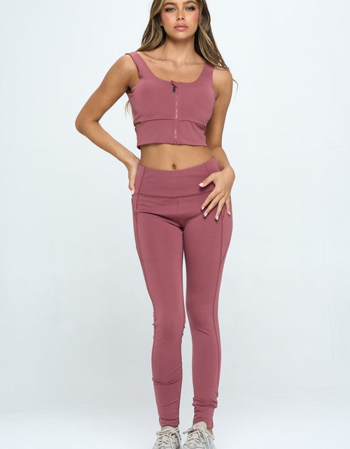 Load image into Gallery viewer, Zip Up Crop Sports Tank Top Set - Matches Boutique
