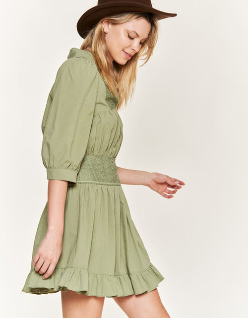 Load image into Gallery viewer, Eyelet detail 3/4 sleeve shortdress PLUS JBJ1091P - Matches Boutique
