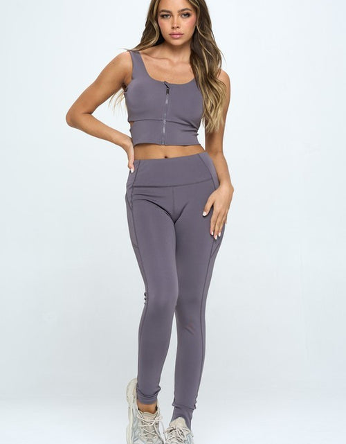 Load image into Gallery viewer, Zip Up Crop Sports Tank Top Set - Matches Boutique
